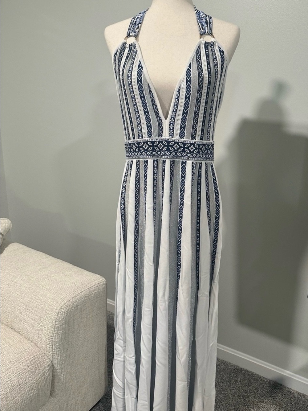 Camilla Halter Knit Dress with Silk Tie - Picture 5 of 9